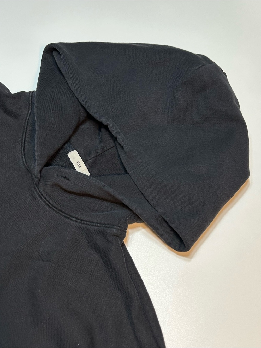 Aritzia Tna Varsity Block Sleeve Graphic Pullover Fleece Hoodie Black - Picture 4 of 9